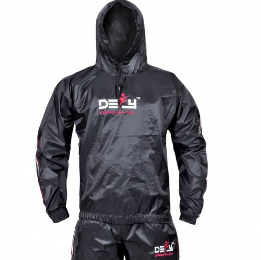 Black Hooded Windbreaker Jacket for Men